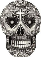 calavera de arte dia de muertos. dibujo a mano y hacer vector gráfico.