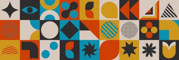 Abstract geometric brutalism figures and shapes. Bauhaus retro design. Swiss aesthetic vector