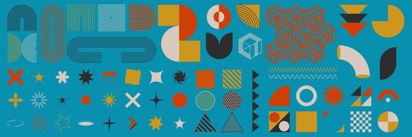 Abstract geometric brutalism figures and shapes. Bauhaus retro design. vector