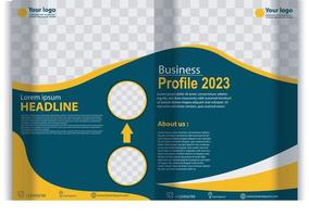 Company profile brochure template layout design, two page business brochure design, template layout design for modern business brochure vector