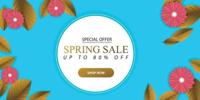 Vector Spring Sale with Blossom Flowers Cover Template 3d Design Illustration of landscape Background for Social Media or Greeting Card