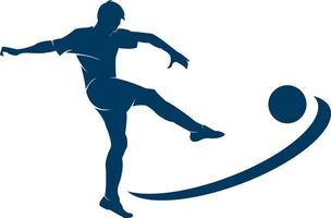 Web vector soccer player silhouette. player shooting.white background