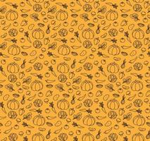 Seamless vector pattern with vegetables on an orange background