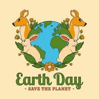 Earth Day with animal Illustration vector