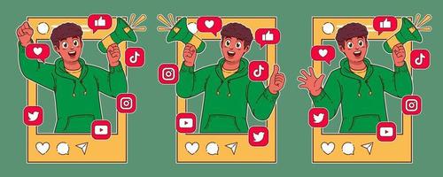 Social media influencer sticker design vector