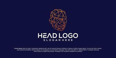 Head Tech logo, Head geometry logo concept vector, Robotic Technology Logo template design vector illustration