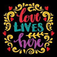 Love live here word hand lettering. Poster quotes. vector