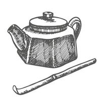 Chinese traditional teapod. Graphic hand-drawn illustration, vector. vector