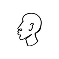 Line drawn black and white trendy face silhouette. Abstract contour. Print for clothes, textile and other. vector