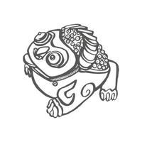 Tea ceremony. Tea figurine china frog. Vector hand drawn illustration.