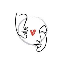 Hand drawing face line art in cubism style. Color print for clothes, textile and other. Vector illustration.
