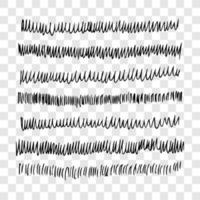 Set of doodle style various wavy lines and strokes. Black hand drawn design elements vector