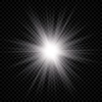 Light effect of lens flare. White glowing light explodes with starburst effects and sparkles vector