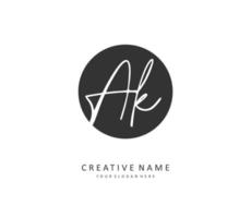 A K AK Initial letter handwriting and  signature logo. A concept handwriting initial logo with template element. vector