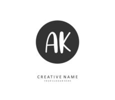 A K AK Initial letter handwriting and  signature logo. A concept handwriting initial logo with template element. vector