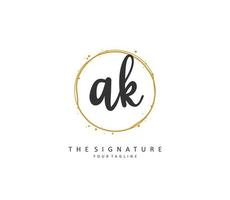 A K AK Initial letter handwriting and  signature logo. A concept handwriting initial logo with template element. vector