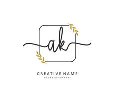 A K AK Initial letter handwriting and  signature logo. A concept handwriting initial logo with template element. vector