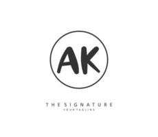 A K AK Initial letter handwriting and  signature logo. A concept handwriting initial logo with template element. vector