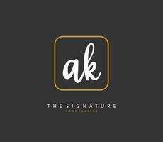 A K AK Initial letter handwriting and  signature logo. A concept handwriting initial logo with template element. vector