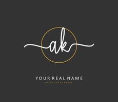 A K AK Initial letter handwriting and  signature logo. A concept handwriting initial logo with template element. vector