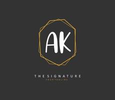 A K AK Initial letter handwriting and  signature logo. A concept handwriting initial logo with template element. vector