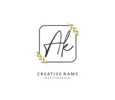 A K AK Initial letter handwriting and  signature logo. A concept handwriting initial logo with template element. vector