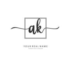 A K AK Initial letter handwriting and  signature logo. A concept handwriting initial logo with template element. vector