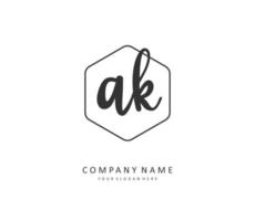 A K AK Initial letter handwriting and  signature logo. A concept handwriting initial logo with template element. vector