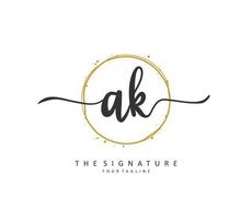 A K AK Initial letter handwriting and  signature logo. A concept handwriting initial logo with template element. vector