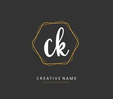 C K CK Initial letter handwriting and  signature logo. A concept handwriting initial logo with template element. vector