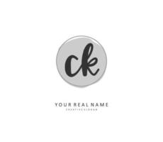 C K CK Initial letter handwriting and  signature logo. A concept handwriting initial logo with template element. vector