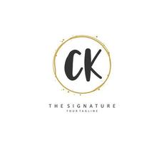 C K CK Initial letter handwriting and  signature logo. A concept handwriting initial logo with template element. vector