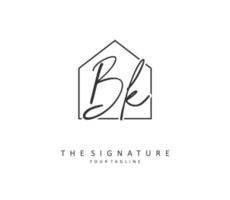 B K BK Initial letter handwriting and  signature logo. A concept handwriting initial logo with template element. vector