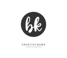 B K BK Initial letter handwriting and  signature logo. A concept handwriting initial logo with template element. vector