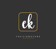 E K EK Initial letter handwriting and  signature logo. A concept handwriting initial logo with template element. vector