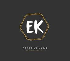 E K EK Initial letter handwriting and  signature logo. A concept handwriting initial logo with template element. vector