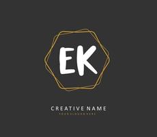 E K EK Initial letter handwriting and  signature logo. A concept handwriting initial logo with template element. vector