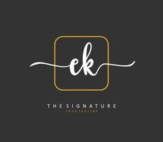 E K EK Initial letter handwriting and  signature logo. A concept handwriting initial logo with template element. vector