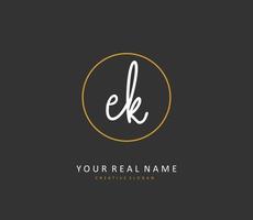 E K EK Initial letter handwriting and  signature logo. A concept handwriting initial logo with template element. vector