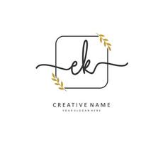 E K EK Initial letter handwriting and  signature logo. A concept handwriting initial logo with template element. vector