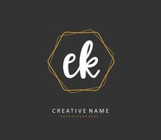 E K EK Initial letter handwriting and  signature logo. A concept handwriting initial logo with template element. vector