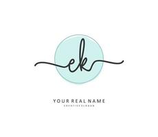 E K EK Initial letter handwriting and  signature logo. A concept handwriting initial logo with template element. vector