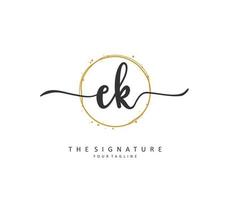 E K EK Initial letter handwriting and  signature logo. A concept handwriting initial logo with template element. vector