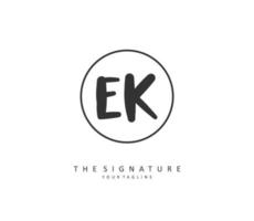 E K EK Initial letter handwriting and  signature logo. A concept handwriting initial logo with template element. vector