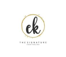 E K EK Initial letter handwriting and  signature logo. A concept handwriting initial logo with template element. vector