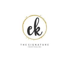 E K EK Initial letter handwriting and  signature logo. A concept handwriting initial logo with template element. vector