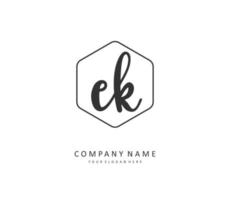 E K EK Initial letter handwriting and  signature logo. A concept handwriting initial logo with template element. vector