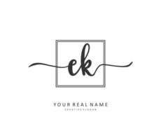 E K EK Initial letter handwriting and  signature logo. A concept handwriting initial logo with template element. vector