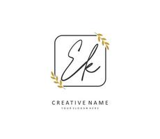 E K EK Initial letter handwriting and  signature logo. A concept handwriting initial logo with template element. vector