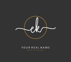 E K EK Initial letter handwriting and  signature logo. A concept handwriting initial logo with template element. vector